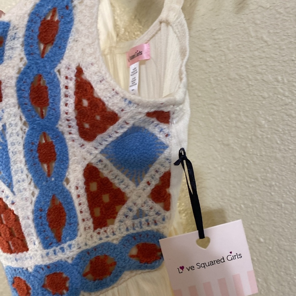 Love Squared Girls Sleeveless Dress with Crochet Top Design Girls Size 8 NWT - Picture 11 of 12